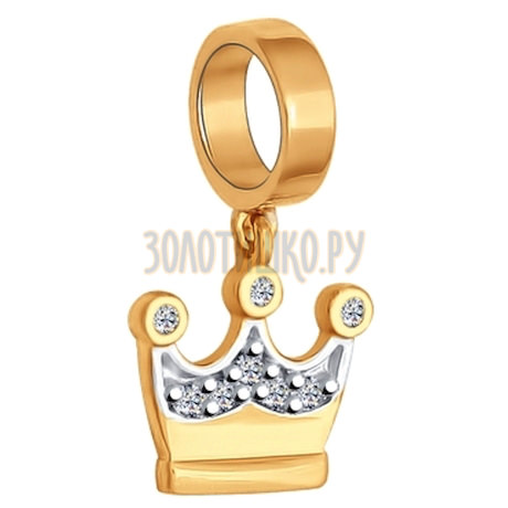 Подвеска-шарм «Корона» из золочёного серебра с фианитами 93030276