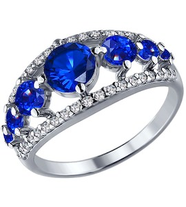 Кольцо из серебра с синими фианитами 94010520