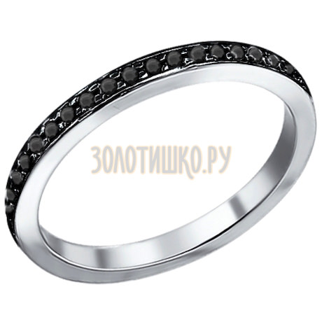 Серебряное кольцо с чёрными фианитами 94010700