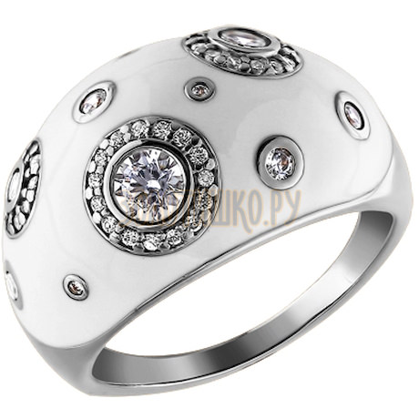 Толстое кольцо из серебра с фианитами 94010883