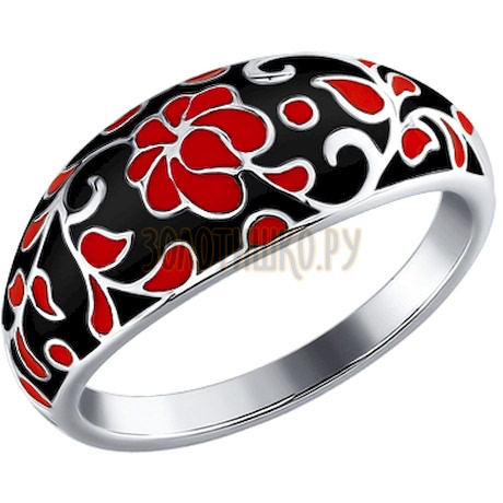 Кольцо с эмалью в чёрно-красной цветовой гамме 94011111