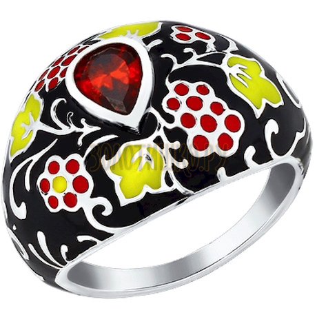Кольцо из серебра с разноцветной эмалью 94011117