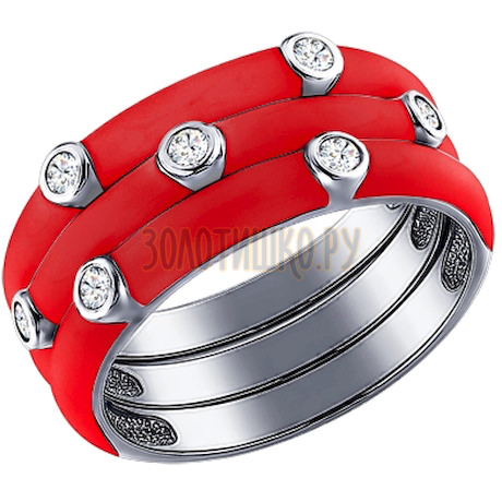 Серебряное кольцо покрытое красной эмалью 94011148