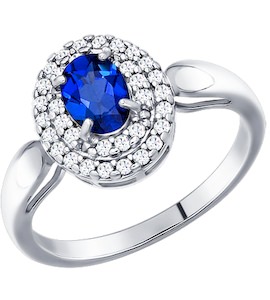 Кольцо из серебра с синим фианитом 94011178