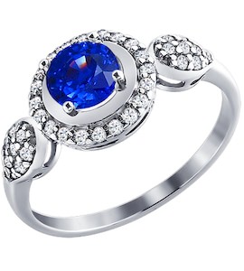 Кольцо из серебра с синим фианитом 94011182