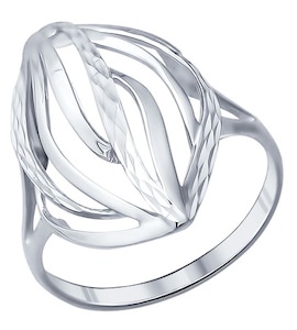 Кольцо из серебра с алмазной гранью 94011224