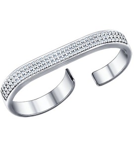Кольцо на два пальца из серебра с фианитами 94011252
