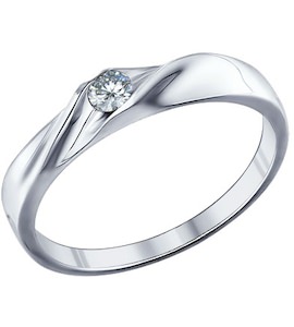 Помолвочное кольцо из серебра с фианитом 94011253