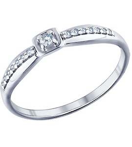 Помолвочное кольцо из серебра с фианитами 94011265