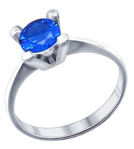 Кольцо из серебра с синим фианитом 94011274