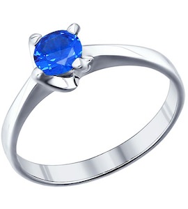 Кольцо из серебра с синим фианитом 94011278