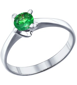 Кольцо из серебра с зелёным фианитом 94011279