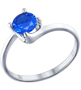 Кольцо из серебра с синим фианитом 94011282