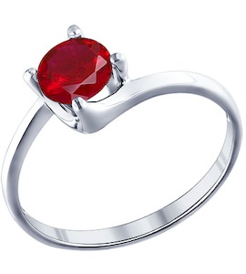 Кольцо из серебра с красным фианитом 94011284
