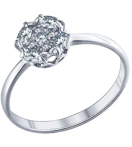 Помолвочное кольцо из серебра с фианитами 94011289