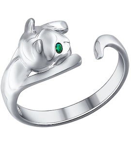 Серебряное кольцо «Котёнок» 94011327