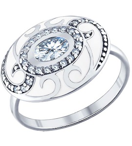 Кольцо из серебра с эмалью с фианитами 94011333
