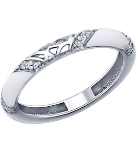 Кольцо из серебра с эмалью с фианитами 94011336