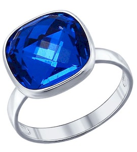 Кольцо из серебра с синим кристаллом swarovski 94011361