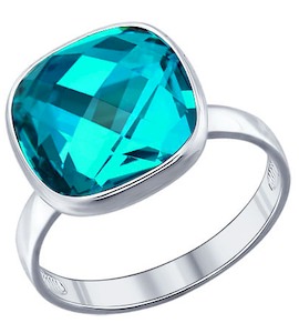 Кольцо из серебра с голубым кристаллом swarovski 94011363