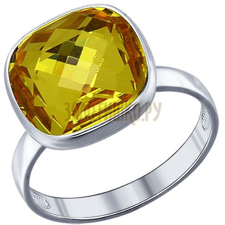 Кольцо из серебра с жёлтым кристаллом swarovski 94011364