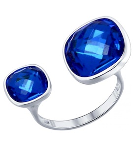 Кольцо из серебра с синими кристаллами swarovski 94011365