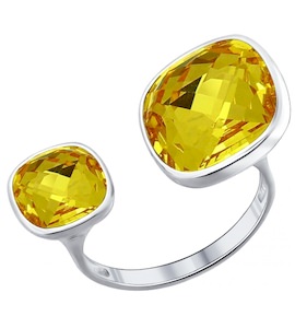 Кольцо из серебра с жёлтыми кристаллами swarovski 94011368