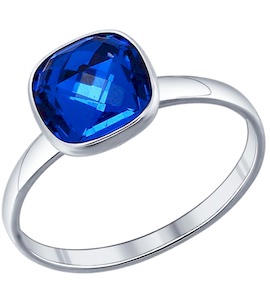 Кольцо из серебра с синим кристаллом swarovski 94011372