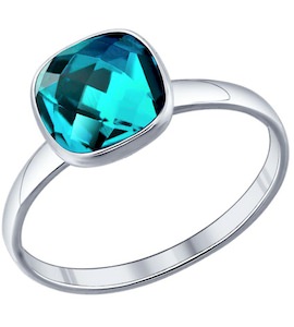Кольцо из серебра с голубым кристаллом swarovski 94011374
