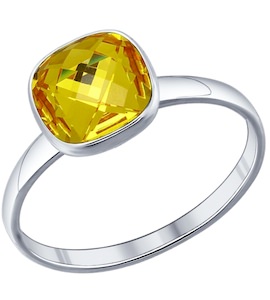Кольцо из серебра с жёлтым кристаллом swarovski 94011375