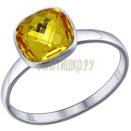 Кольцо из серебра с жёлтым кристаллом swarovski 94011375
