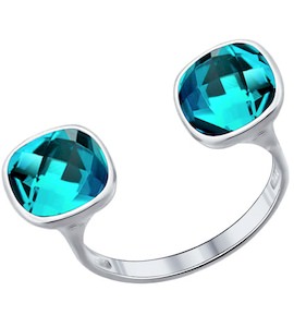 Кольцо из серебра с голубыми кристаллами swarovski 94011378