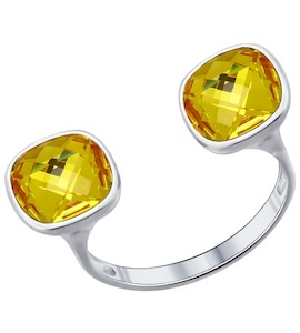 Кольцо из серебра с жёлтыми кристаллами swarovski 94011379