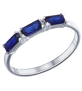 Кольцо из серебра с синими фианитами 94011442