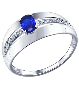 Кольцо из серебра с синим фианитом 94011473
