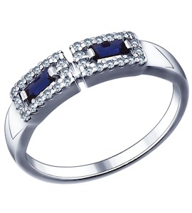 Кольцо из серебра с синими фианитами 94011479
