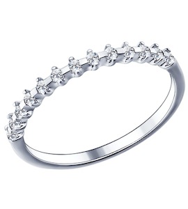 Тонкое кольцо из серебра с фианитами 94011488
