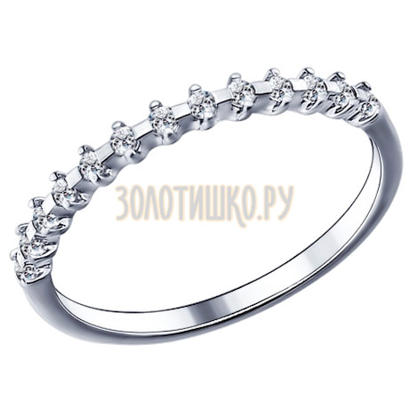Тонкое кольцо из серебра с фианитами 94011488