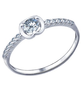 Помолвочное кольцо из серебра с фианитами 94011492