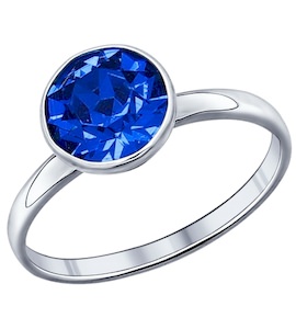 Кольцо из серебра с синим кристаллом swarovski 94011499