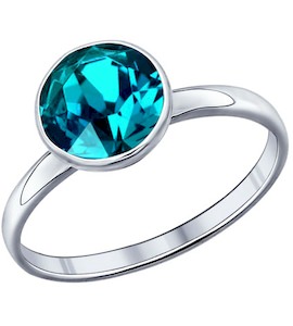 Кольцо из серебра с голубым кристаллом swarovski 94011501
