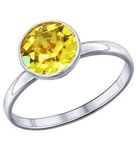 Кольцо из серебра с жёлтым кристаллом swarovski 94011502