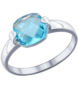 Кольцо из серебра с голубой стеклянной вставкой 94011518
