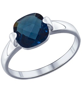 Кольцо из серебра с синей стеклянной вставкой 94011520