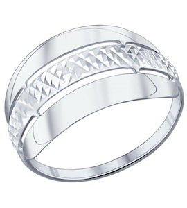 Кольцо из серебра с алмазной гранью 94011581