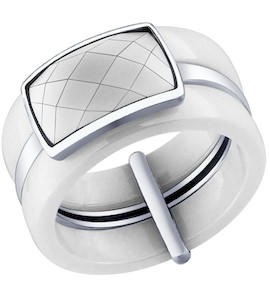 Кольцо из серебра с керамической вставкой 94011598