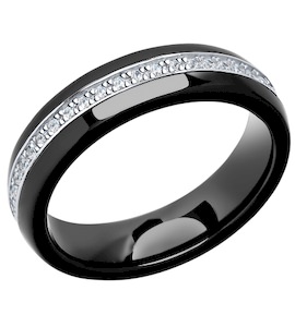 Кольцо из серебра с керамической вставкой и фианитом 94011680