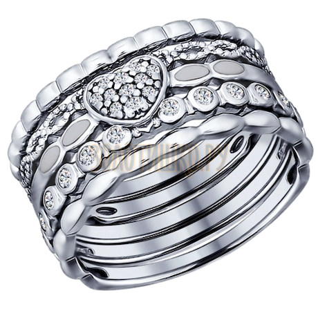 Наборное кольцо из серебра с фианитами 94011708