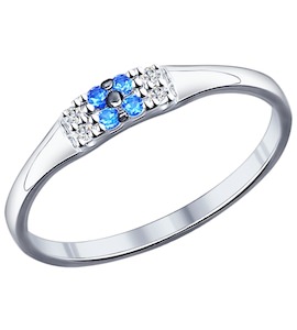 Кольцо из серебра с синими фианитами 94011715