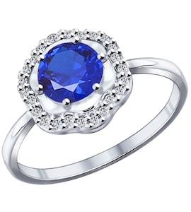 Кольцо из серебра с синим фианитом 94011746